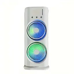 Настільний акумуляторний USB вентилятор із RGB LED підсвічуванням поворотний на 180° охолоджувач повітря світлодіодний нічник UKC