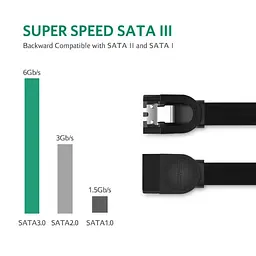 Кабель SATA Serial ATA III Ugreen US217 з блокувальною клямкою 0.5м, Кутовий конектор Чорний (30797) - мініатюра 4