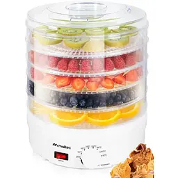 Харчова сушарка Maltec DryMaster II 500 Вт 11.5 л 5 лотків регулювання температури 35–70°C захист від перегріву BPA Free