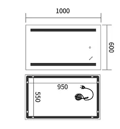 Дзеркало Mixxus Premium LINES MR17-100x60-REVERSE (LED Touch, Anti-fog) (MP6625) - мініатюра 6