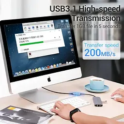 Кабель подовжувач Vention Thunderbolt 3 — USB 3.1 Type-C M-F (60W 20V 3A) 4K 60HZ 1 метр - мініатюра 8