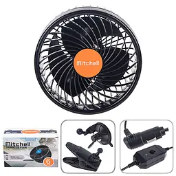 Автомобільний вентилятор Mitchell 6" 24V 12W на затиску два режими (HX-T704)
