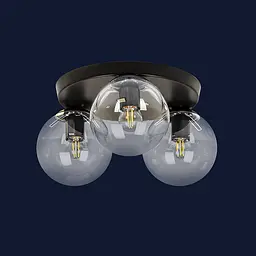 Люстра стельова LED Levistella 756XPR150F-3 BK+CL (300), 3 плафона, E27, чорний метал + прозоре скло, сучасний стиль для дому - мініатюра 2