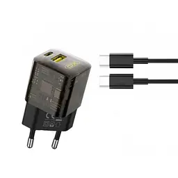 Мережевий зарядний пристрій XO CE05(EU) PD30W+QC3.0 18W fast charger with Type-c cable Коричневий - мініатюра 6