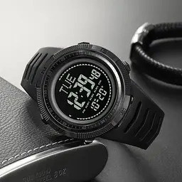 Годинник чоловічий спортивний з компасом Skmei 2147 Compass (Чорний з чорним циферблатом) - мініатюра 5