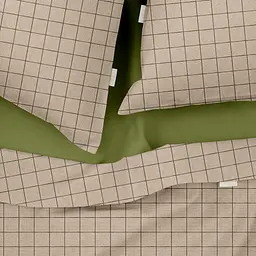 Комплект постільної білизни Cosas двоспальний з простирадлом на резинці BEIGE GEOMETRY CS12 180 x 220 см (CellAshbeige_El160-74Avocado_180) - мініатюра 3