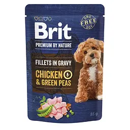 Вологий корм Brit Premium Fillets in Gravy Chicken&Green Peas для собак малих порід, курка, 85 г