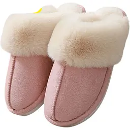 Жіночі домашні капці з хутром Slippers теплі м’які закриті тапочки для дому 38-39 рожевий KT8003832