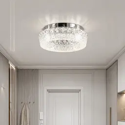 Компактна хромована стельова світлодіодна люстра Splendid Ray L3455/300/1 LED (Chrome), 30 см з кришталем