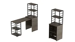 Стіл-тумба трансформер Смарт 3/2 з етажеркою Ferrum-decor 1430x1450x600 Чорний метал ДСП Дуб Сонома Трюфель 16 мм (FRD-105120) - мініатюра 8