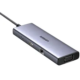 Док-станція USB3.1 Type-C --> HDMI 60Hz/VGA/USB 3.0х3/RJ45/SD/TF/PD 100W 9-in-1 CM498 Ugreen - мініатюра 2