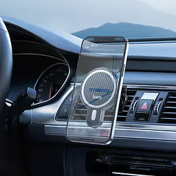 Магнітний автомобільний тримач для телефону в машину на повітропровід автомобіля HOCO CA85 тримач для смартфона з бездротовою зарядкою 15W технологія MagSafe Чорний - мініатюра 5