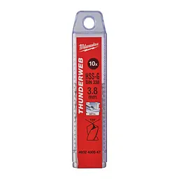 Свердло по металу THUNDERWEB HSS-G MILWAUKEE DIN338, діаметр 3,8x75х43мм, (10шт), пластикова коробка