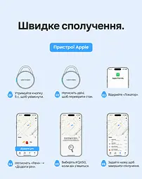 Bluetooth-трекери для пошуку речей Vention SpotTag Pop набір із 4 трекерів AirTag пошукові мітки Apple Find My або Android Find Hub звуковий пошук 80 дБ сповіщення про залишені речі в Apple Find My зі спільним доступом виклик звукового сигналу через Siri зі змінною батареєю CR2032 захист від бризок IPX4 до 1 року роботи батареї 8 наліпок у комплекті сірі (KQXH0-4) - мініатюра 11