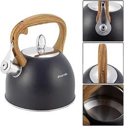 Чайник Whistling Kettle Black із нержавіючої сталі зі свистком Kamille 20 см kuh0006800 - мініатюра 4