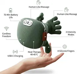 Масажер для шиї з ручками Shoulder and Neck Massager FZ-831 Зелений, електричний масажер для всього тіла - мініатюра 4