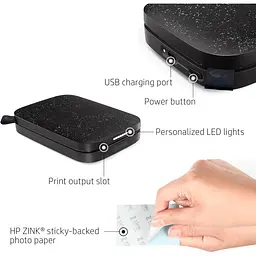 Портативний фотопринтер HP Sprocket 2x3 Black (HPISPB) [141280] - мініатюра 4