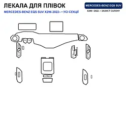 Набір Плівок захисних для салону Mercedes-Benz EQS SUV (X296) 2022- TPH (Кансолі Дисплея Ручок) - мініатюра 3
