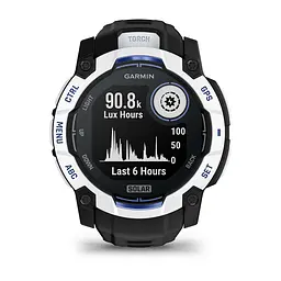 Смарт-годинник Garmin Instinct 3 50 мм Solar Whitestone/Black-Blue (білий корпус, чорно-синій ремінець) - мініатюра 2