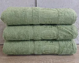 Набір турецьких бамбукових махрових рушників Zeron 3 штуки 70х140 Bamboo Green