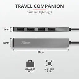Концентратор Trust Halyx Aluminium 4-Port Mini USB Hub (23786_TRUST) - мініатюра 7
