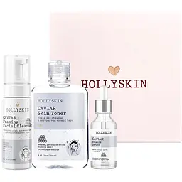 Набір косметики для обличчя Hollyskin Black Caviar Vitalize Basic Care: Сироватка 30 мл + Тонік 250 мл + Очищаюча пінка 150 мл - мініатюра 2