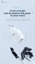 Мережевий зарядний пристрій 1USB + Type-C Hoco N13 Bright PD30W+QC3.0 2A White - мініатюра 4