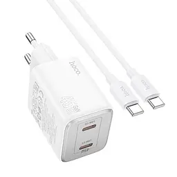 Адаптер мережевий Hoco Elogiado dual-port charger N42 (Type-C to Type-C Set) |2Type-C, 45W/3A, PD/QC|