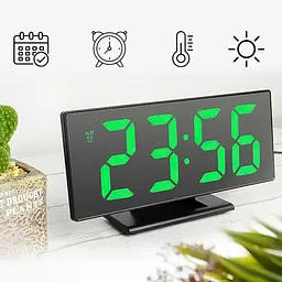 Годинники настільні електронні 3618L дзеркальні LED годинник з термометром (Зелена підсвітка) | годинник лід (ST)