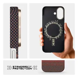 Защитный чехол для Apple iPhone 17, BlackIcon Kevlar MagCase, кевларовый, разноцветный, панель, накладка с поддержкой MagSafe, противоударный, защита всего корпуса, усиленные углы, совместим с беспроводной зарядкой, ArmorStandart (ARM90153) - мініатюра 7