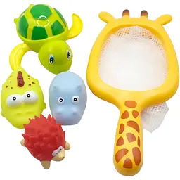 Набір іграшок для купання Bibi Toys Сачок жираф та 4 тваринки (760790BT) - мініатюра 2