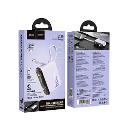 Портативна батарея Powerbank Hoco J139 Hero 22.5W+PD20W Cable Type-C 10000mAh Purple - мініатюра 3