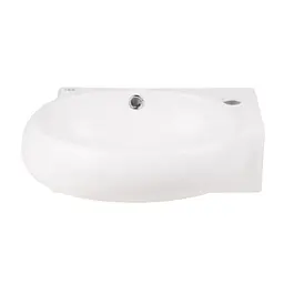 Умивальник Qtap Leo підвісний овальний правий 430x290x140 мм White + донний клапан PU02O, Білий - мініатюра 3