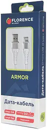 Кабель Florence Armor Lightning 1m 3A White (FL-2201-WL)
