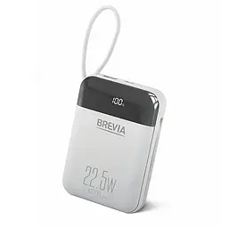 Повербанк (Power Bank) Brevia 10000mAh 22.5W Type-C+Lightning Cable, Li-Pol, LCD білий(45122)