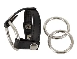 Набір ерекційних кілець Bad Kitty Leather Strap (чорний) - мініатюра 3