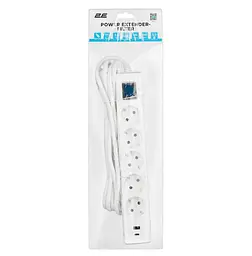Сетевой фильтр-удлинитель 2E SP-515-M3USB-WH 3м, 5xТипF, 16A, 1xUSB-A,1xUSB-C