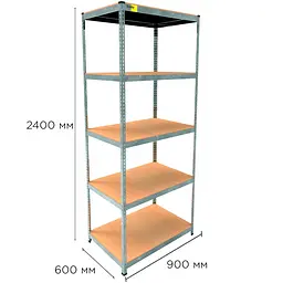 Металевий стелаж Emby Light Series 5 полиць ДСП до 100кг (розмір 2400х900x600) Оцинкований - мініатюра 2