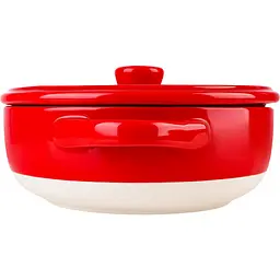 Форма для запікання МВМ My Home кругла з кришкою M 22.5х18х7.5 см (KP-45 M WHITE/RED) - мініатюра 8
