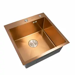 Кухонна мийка Germece Handmade PVD з нержавіючої сталі квадратна 3 мм 50x50x22 см бронза (000028082) - мініатюра 2