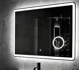 Дзеркало Dusel DE-M3051 75x100CM збільшувальна лінза + сенсорне включення + підігрів+ годинник / температура, Білий - мініатюра 9