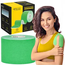 Стрічка кінезіологічна (кінезіо тейп) 4FIZJO 5 см x 5 м 4FJ0543 Green (P-5907739315984) - мініатюра 1