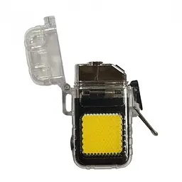 Запальничка електроімпульсна Flashlight 9258 USB з ліхтариком, чорна, спіральна - мініатюра 2