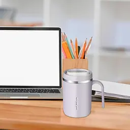 Кухоль office cup 500 мл для кави чаю з вакуумною ізоляцією нержавіюча сталь 304/PP purple grei - мініатюра 6