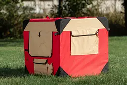 М'яка клітка для собак SenFul Pet Soft Crate з флісовим килимком та чохлом, червоно-бежева - мініатюра 8