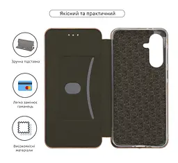 Чехол-книжка для Samsung Galaxy A56 5G, G-Case, розовый, кожаный чехол-книжка из экокожи (PU) и TPU, с магнитом, с подставкой и вместительным кардхолдером, противоударный, защита всего корпуса, ArmorStandart (ARM83060) - мініатюра 3