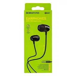 Проводные наушники вакумные с микрофоном Borofone 3.5 mm BM57 Platinum 1.2 m Black - мініатюра 2