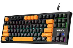 Клавіатура ігрова механічна Aula Mechanical F-3032 Black keycaps + 21 Yellow keys KRGD Brown - мініатюра 2