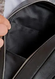 Чоловіча шкіряна сумка Chest bag чорна - мініатюра 5