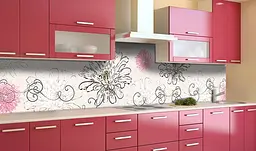 Вініловий кухонний фартух Айстри Візерунки наклейка для кухні ПВХ квіти Абстракція Бежевий Happy Pocket Z181844